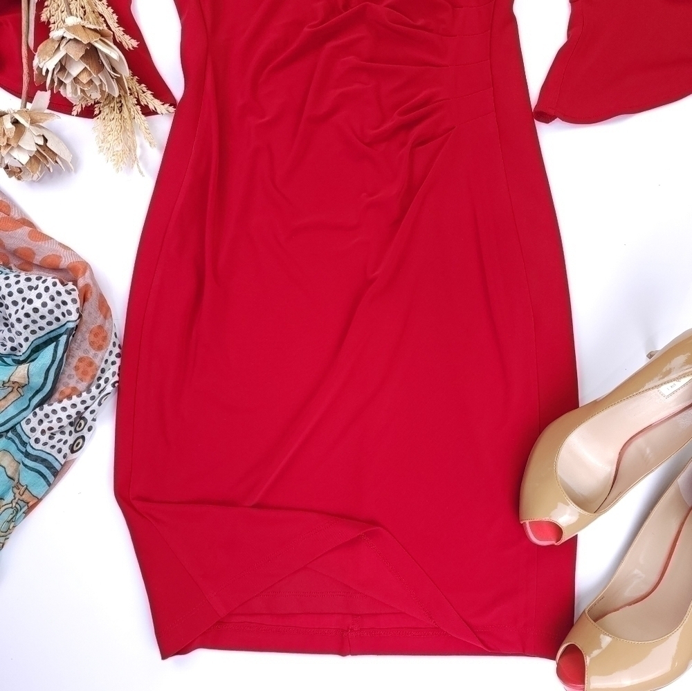 Ann Klein Red Dress Sz 6 - Picture 3 of 14